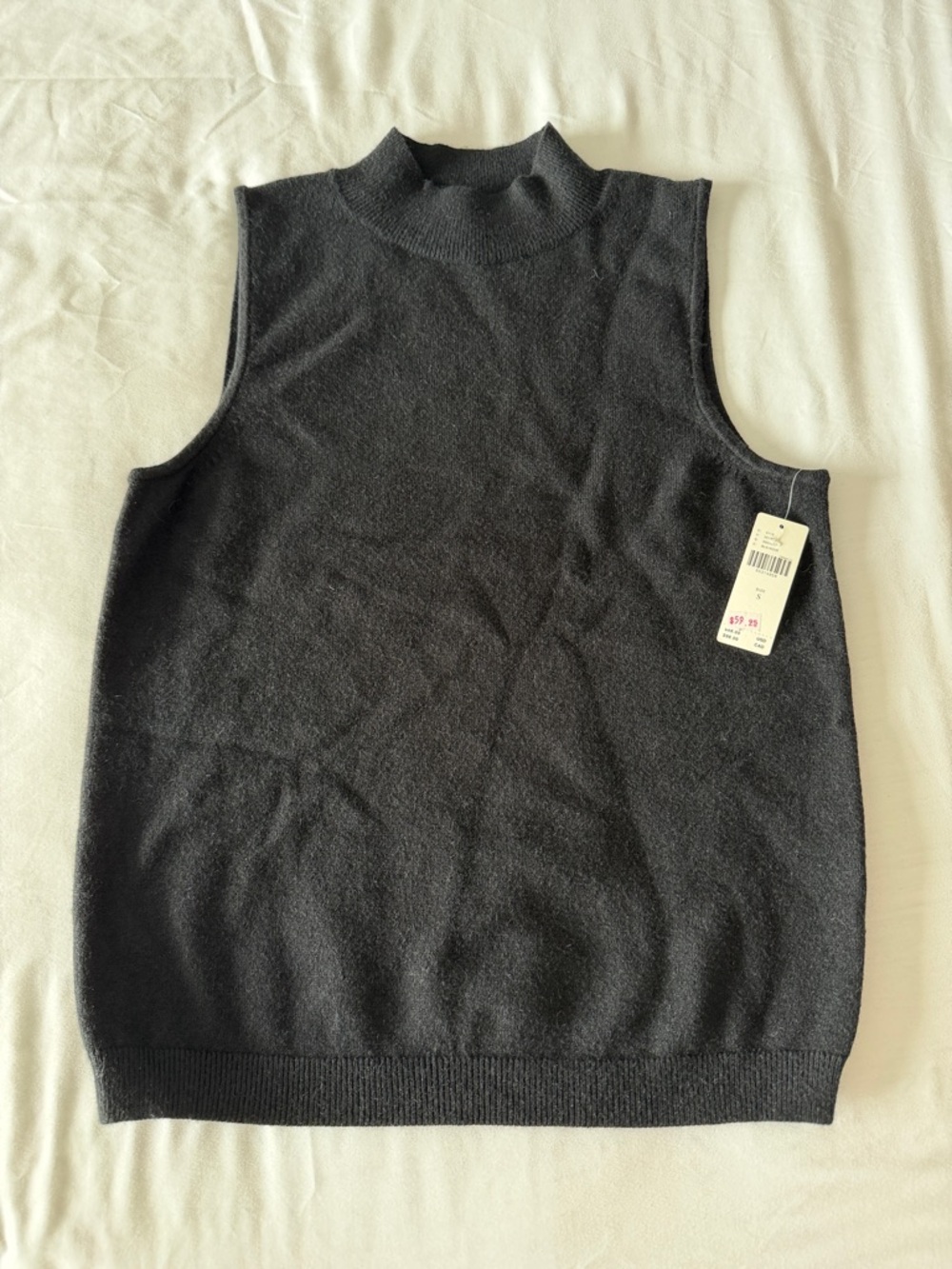 NWT Anthropologie Black Mock Neck Sleeveless Knit Top Size S Ribbed Fitted Tank